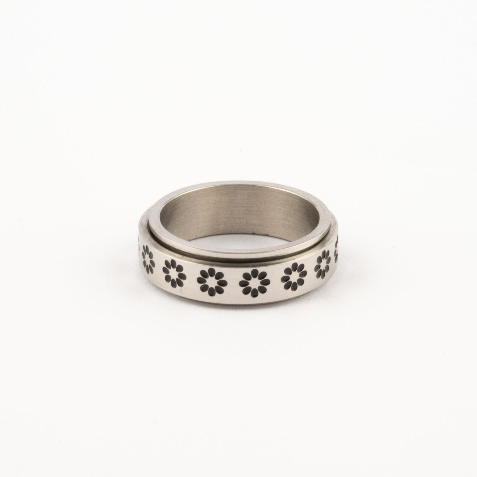 Anillo Deslizante Flor Plateado