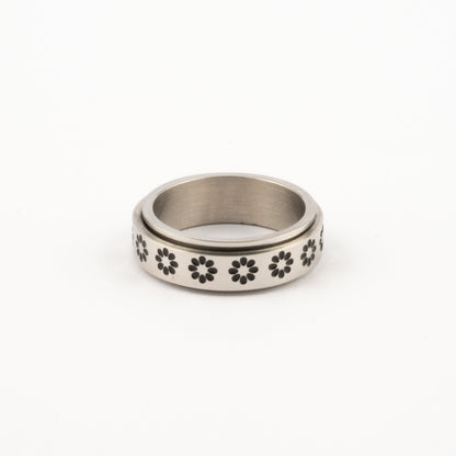 Anillo Deslizante Flor Plateado