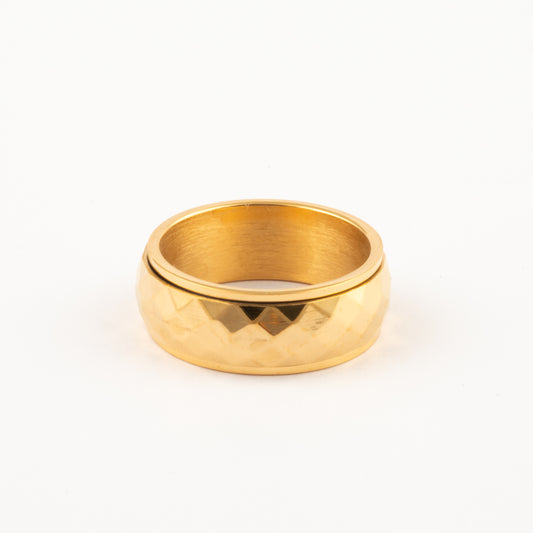 Anillo Deslizante Grueso Corte Rombo Dorado