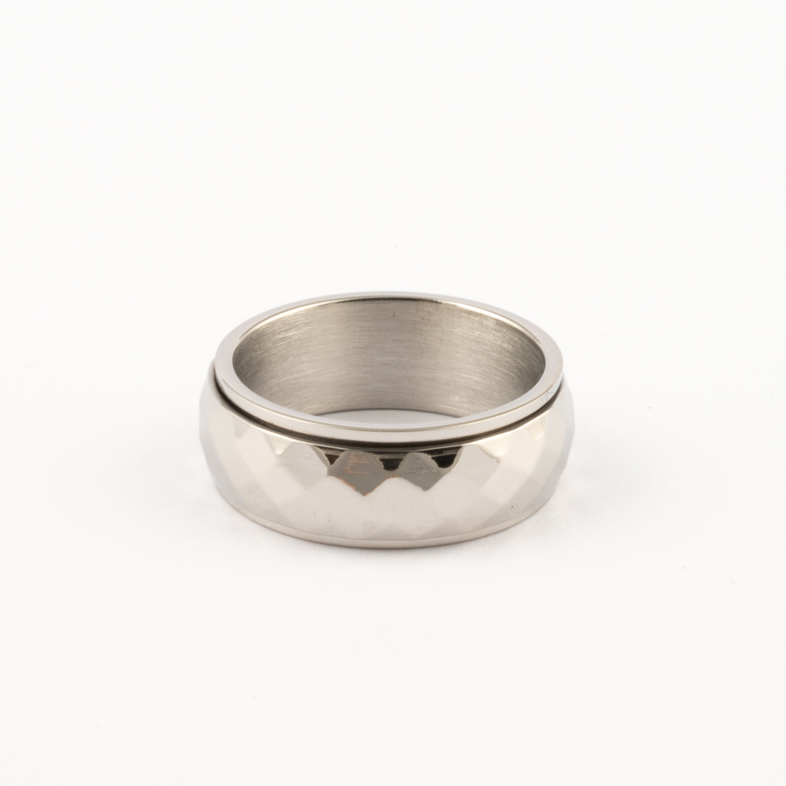 Anillo Deslizante Grueso Corte Rombo Plateado