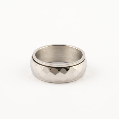 Anillo Deslizante Grueso Corte Rombo Plateado