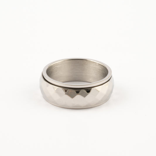 Anillo Deslizante Grueso Corte Rombo Plateado