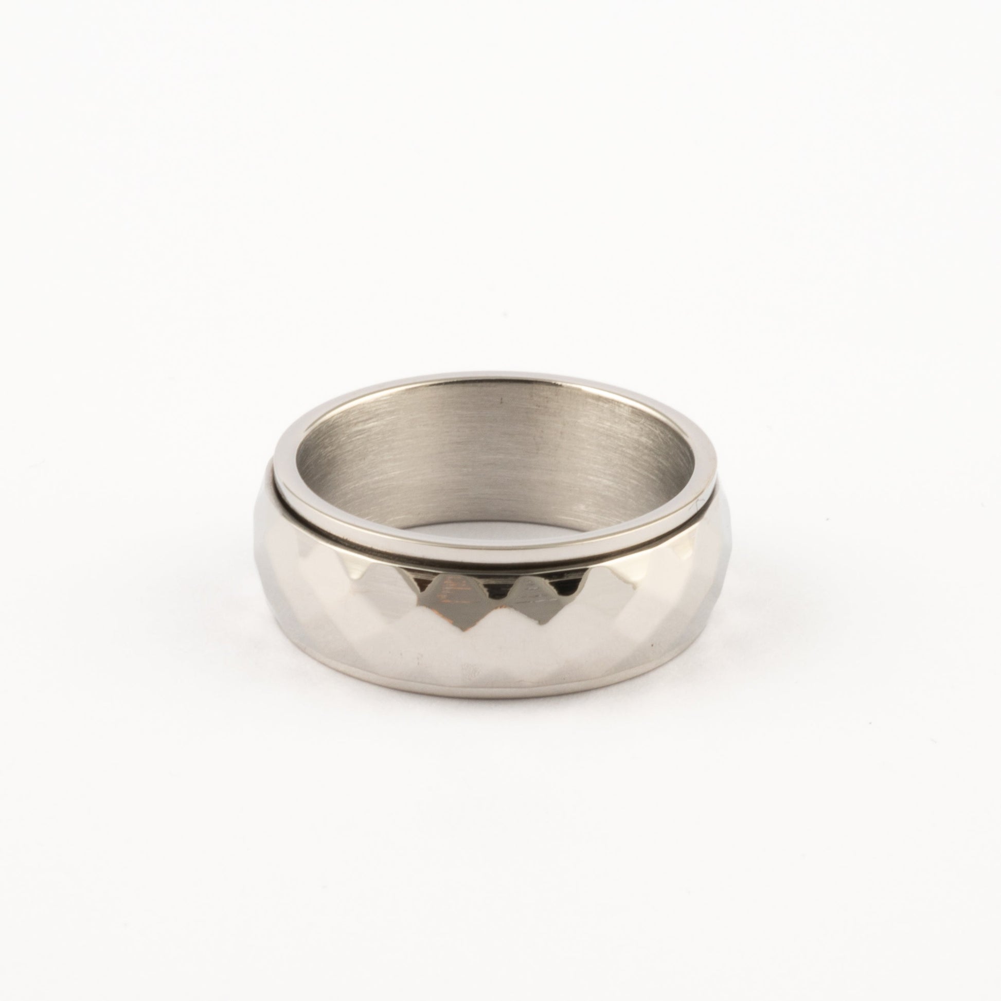 Anillo Deslizante Grueso Corte Rombo Plateado