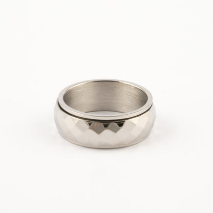 Anillo Deslizante Grueso Corte Rombo Plateado