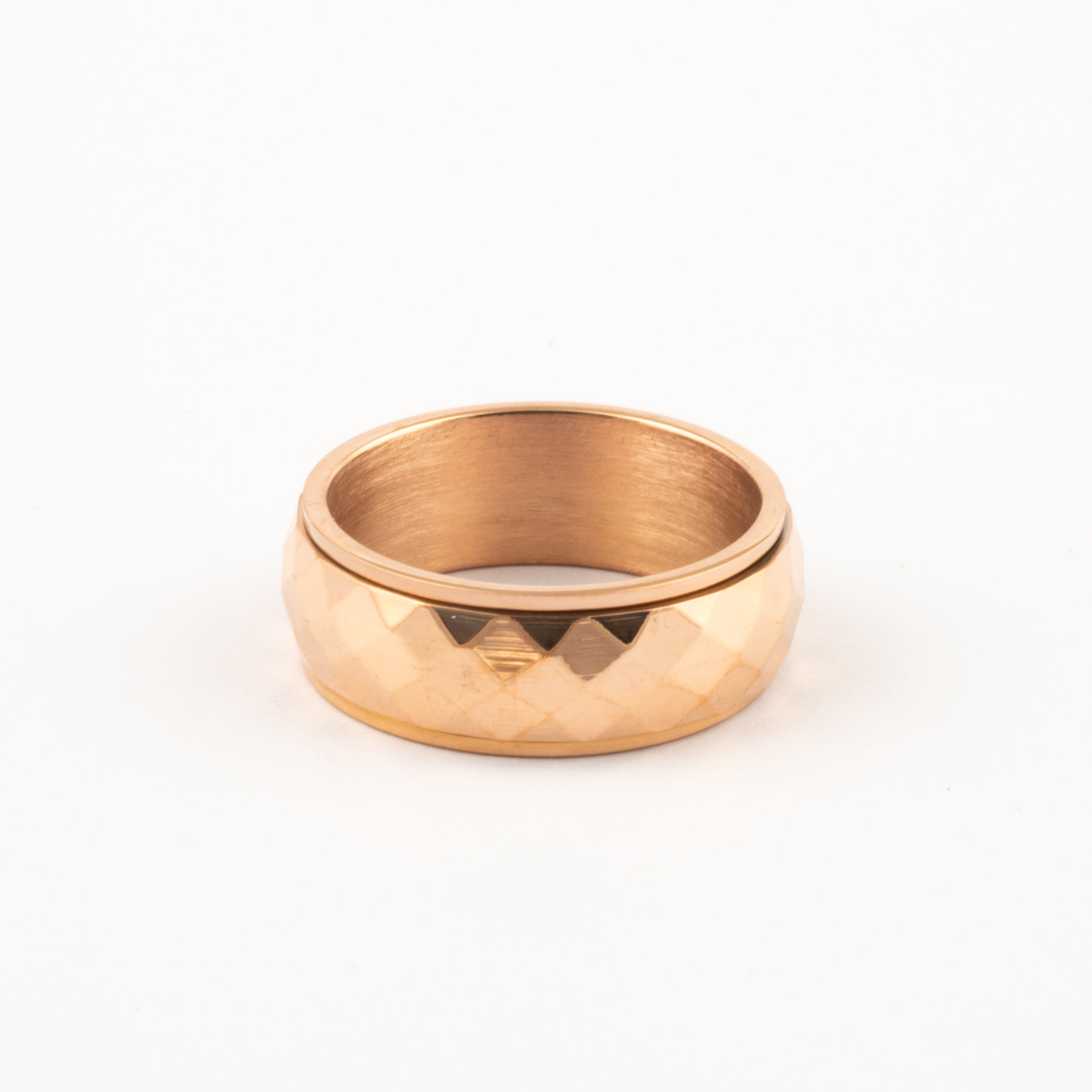 Anillo Deslizante Grueso Corte Rombo Oro Rosa