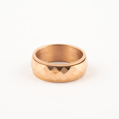 Anillo Deslizante Grueso Corte Rombo Oro Rosa