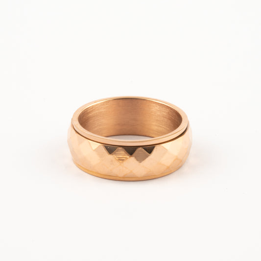 Anillo Deslizante Grueso Corte Rombo Oro Rosa