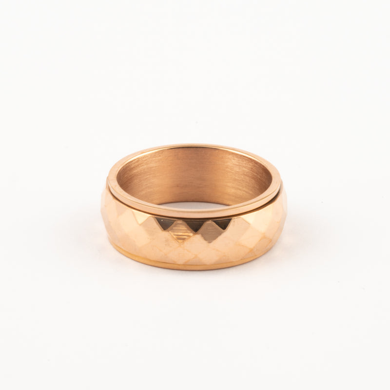 Anillo Deslizante Grueso Corte Rombo Oro Rosa