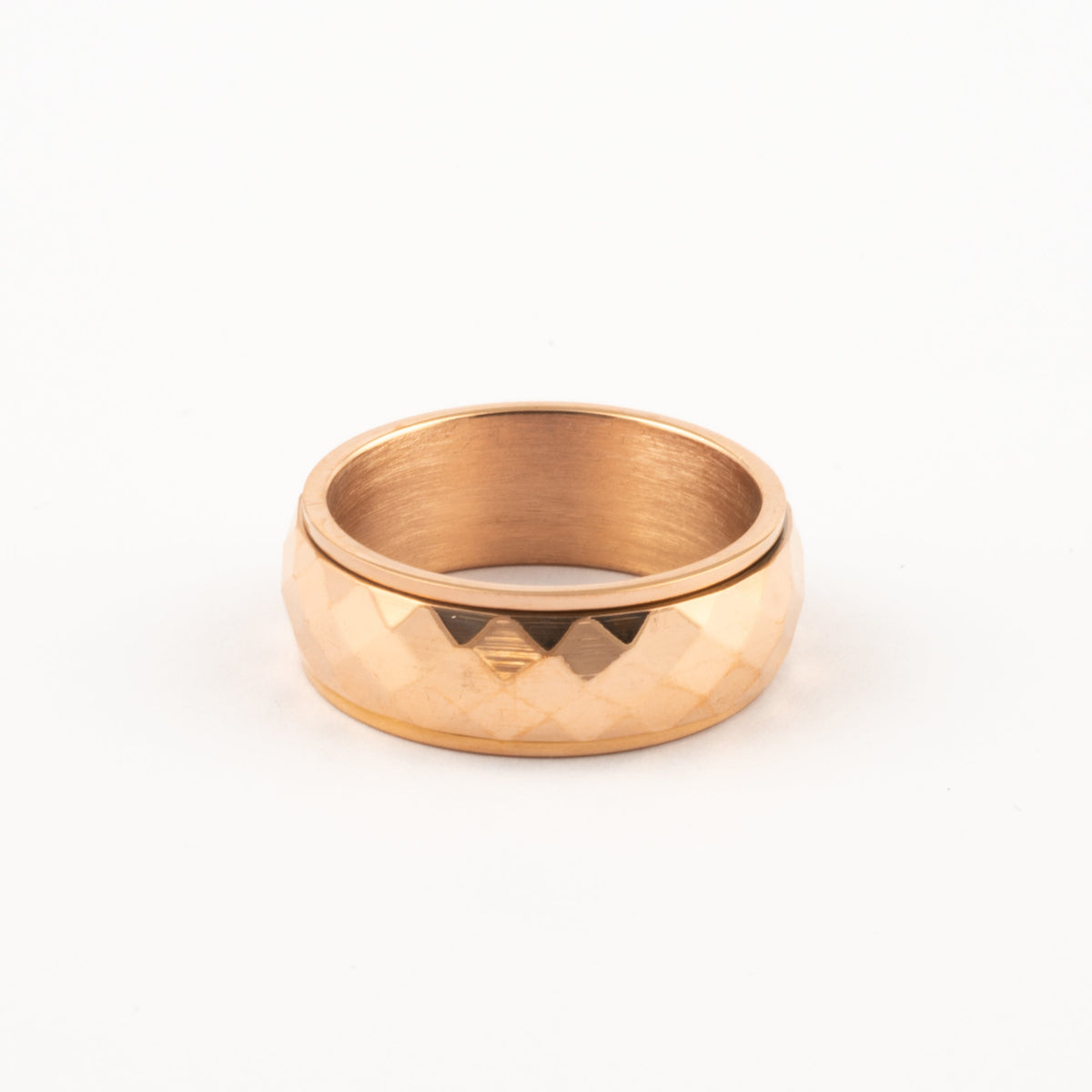 Anillo Deslizante Grueso Corte Rombo Oro Rosa