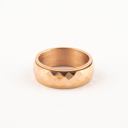 Anillo Deslizante Grueso Corte Rombo Oro Rosa