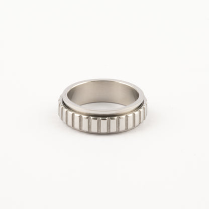 Anillo Deslizante Patrón Rectángulos Plateado