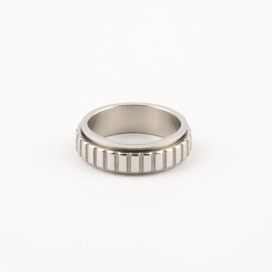 Anillo Deslizante Patrón Rectángulos Plateado