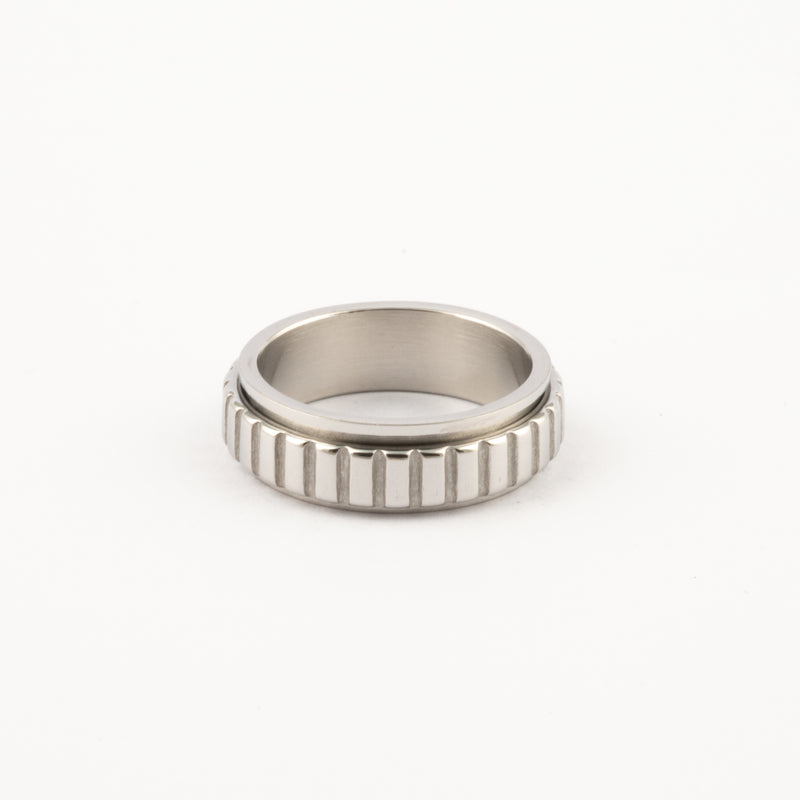 Anillo Deslizante Patrón Rectángulos Plateado