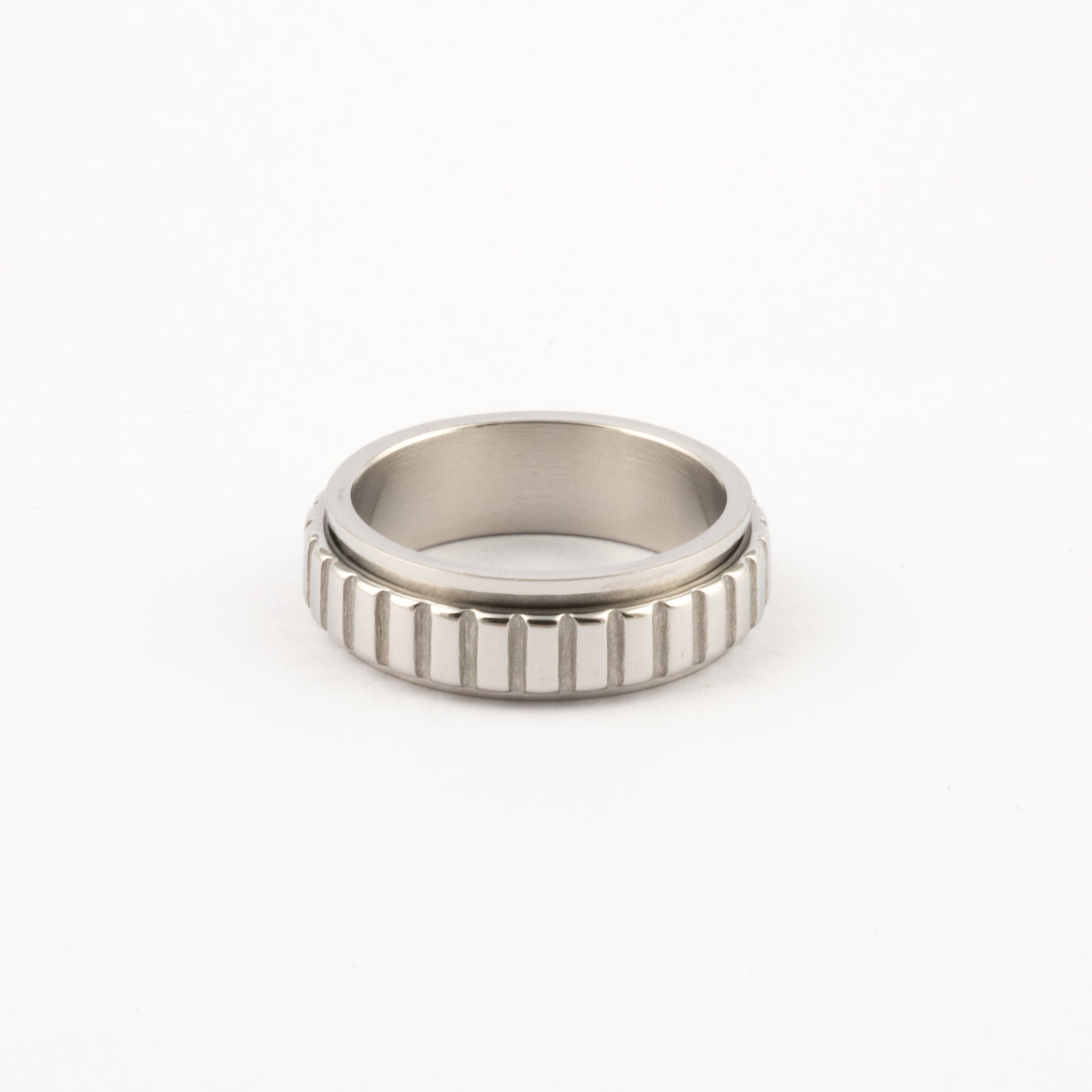 Anillo Deslizante Patrón Rectángulos Plateado