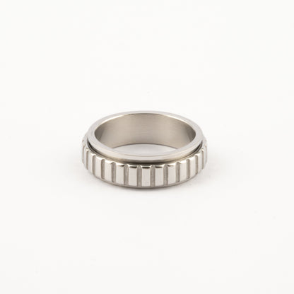 Anillo Deslizante Patrón Rectángulos Plateado