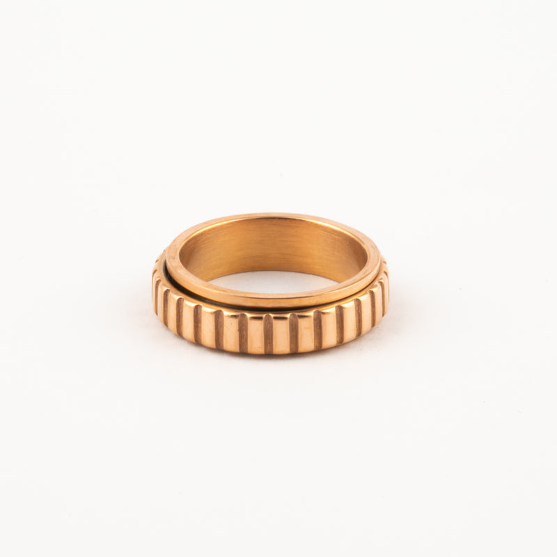Anillo Deslizante Patrón Rectángulos Oro Rosa