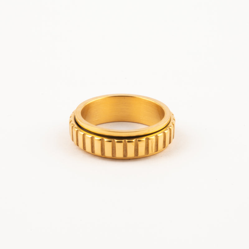 Anillo Deslizante Patrón Rectángulos Dorado