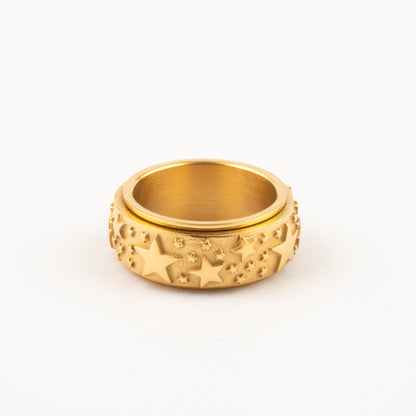 Anillo Deslizante Estrellas Relieve Dorado