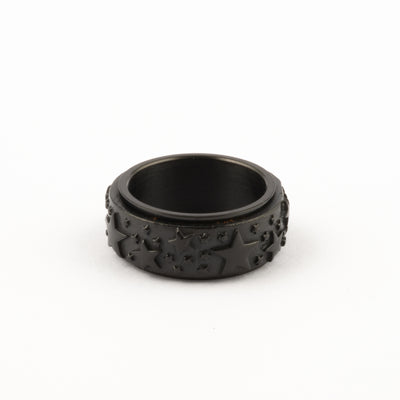 Anillo Deslizante Estrellas Relieve Negro