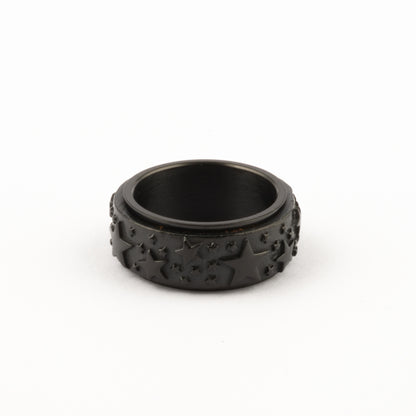Anillo Deslizante Estrellas Relieve Negro
