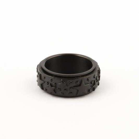 Anillo Deslizante Estrellas Relieve Negro