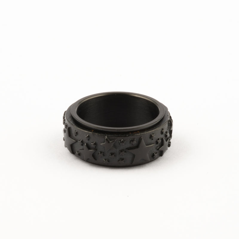 Anillo Deslizante Estrellas Relieve Negro