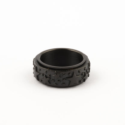 Anillo Deslizante Estrellas Relieve Negro