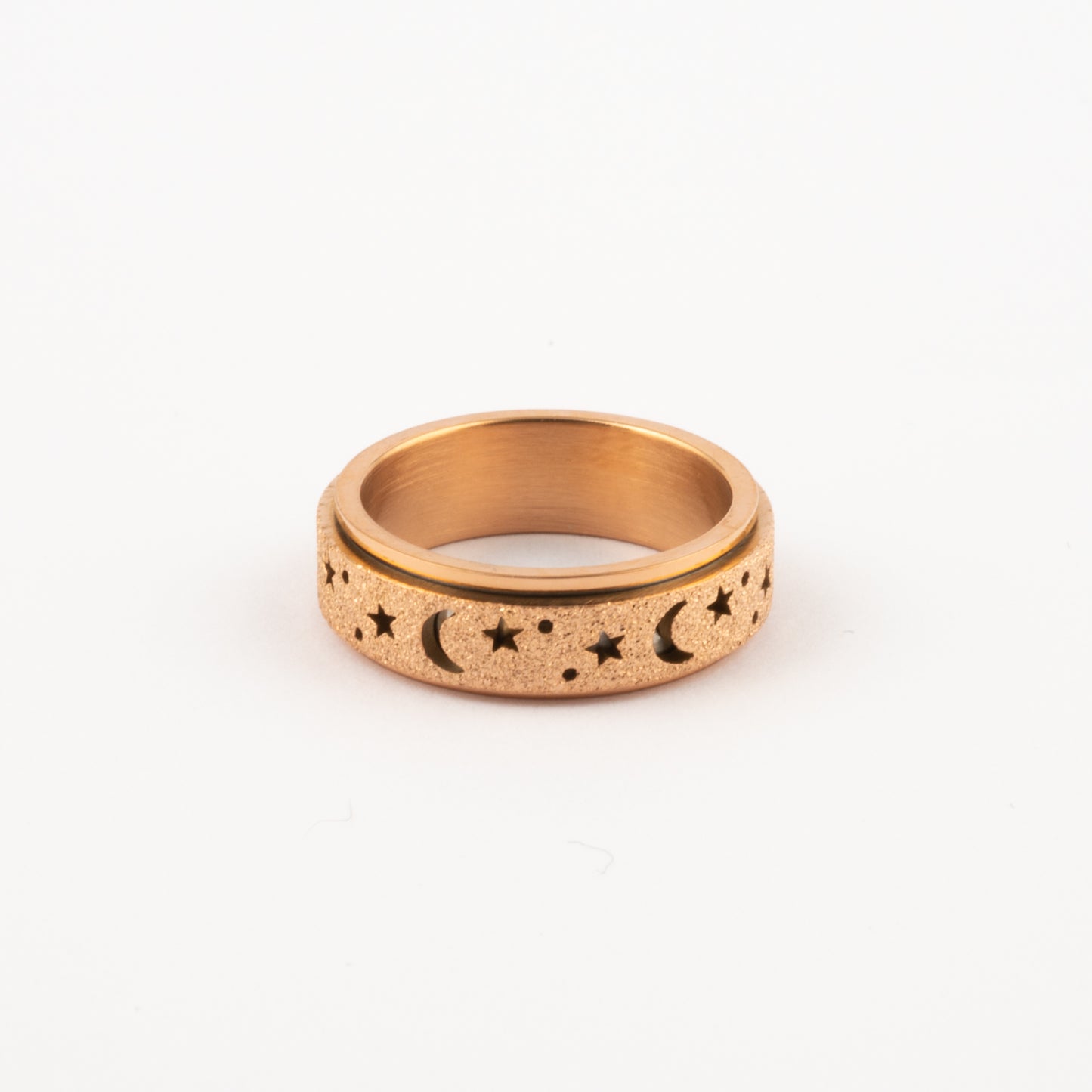Anillo Deslizante Luna y Estrellas Aspero Oro Rosa
