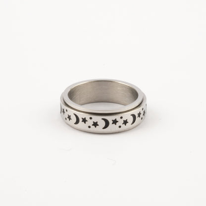 Anillo Deslizante Luna y Estrellas 2 Plateado