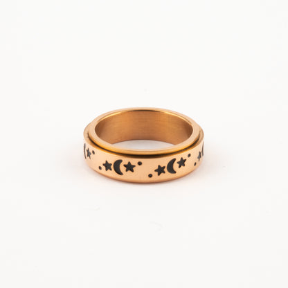 Anillo Deslizante Luna y Estrellas 2 Oro Rosa