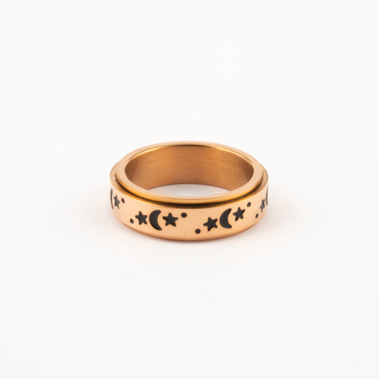 Anillo Deslizante Luna y Estrellas 2 Oro Rosa