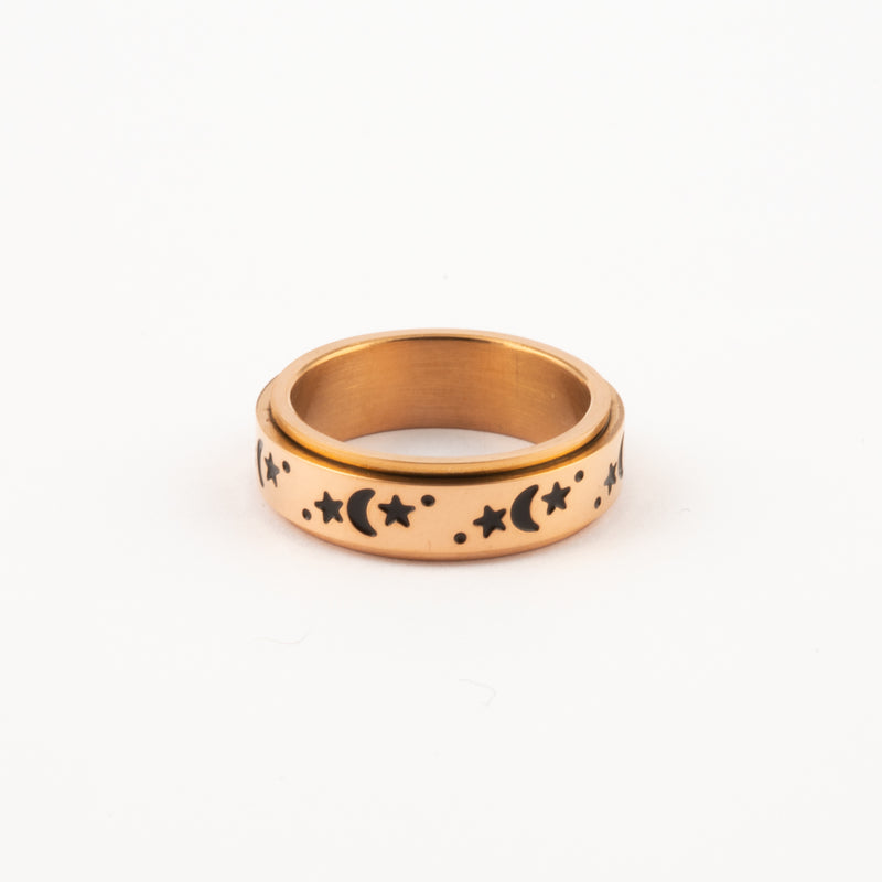Anillo Deslizante Luna y Estrellas 2 Oro Rosa