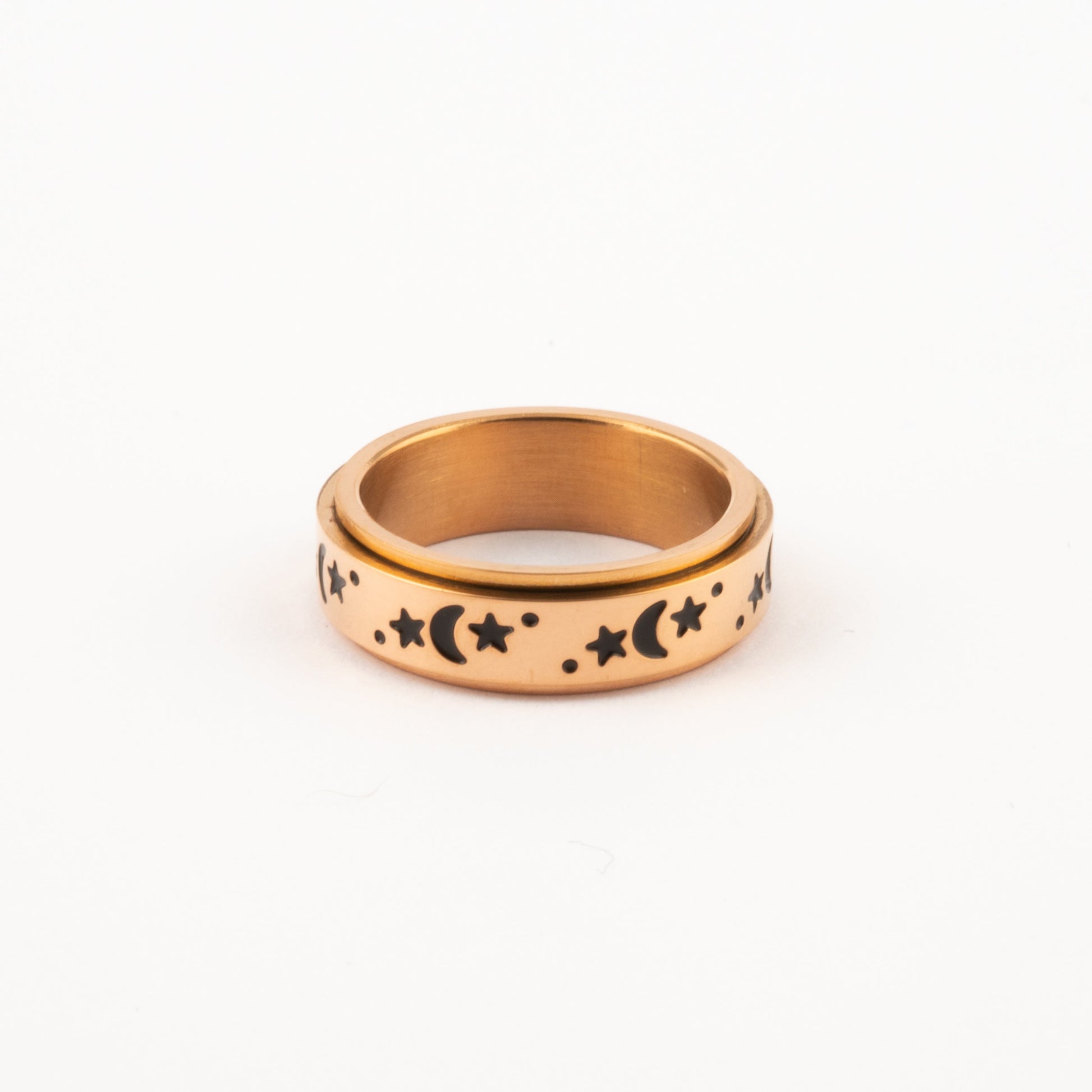 Anillo Deslizante Luna y Estrellas 2 Oro Rosa
