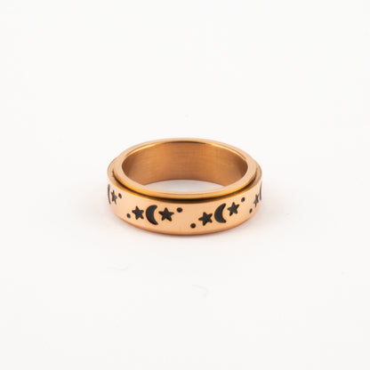 Anillo Deslizante Luna y Estrellas 2 Oro Rosa