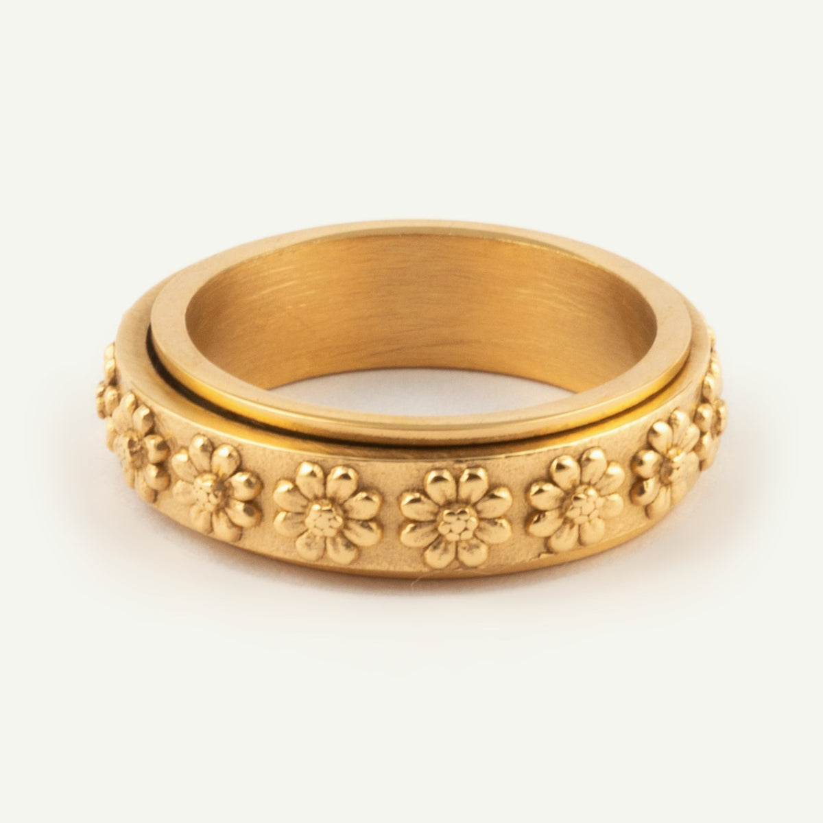 Anillo Deslizante Flores Relieve
