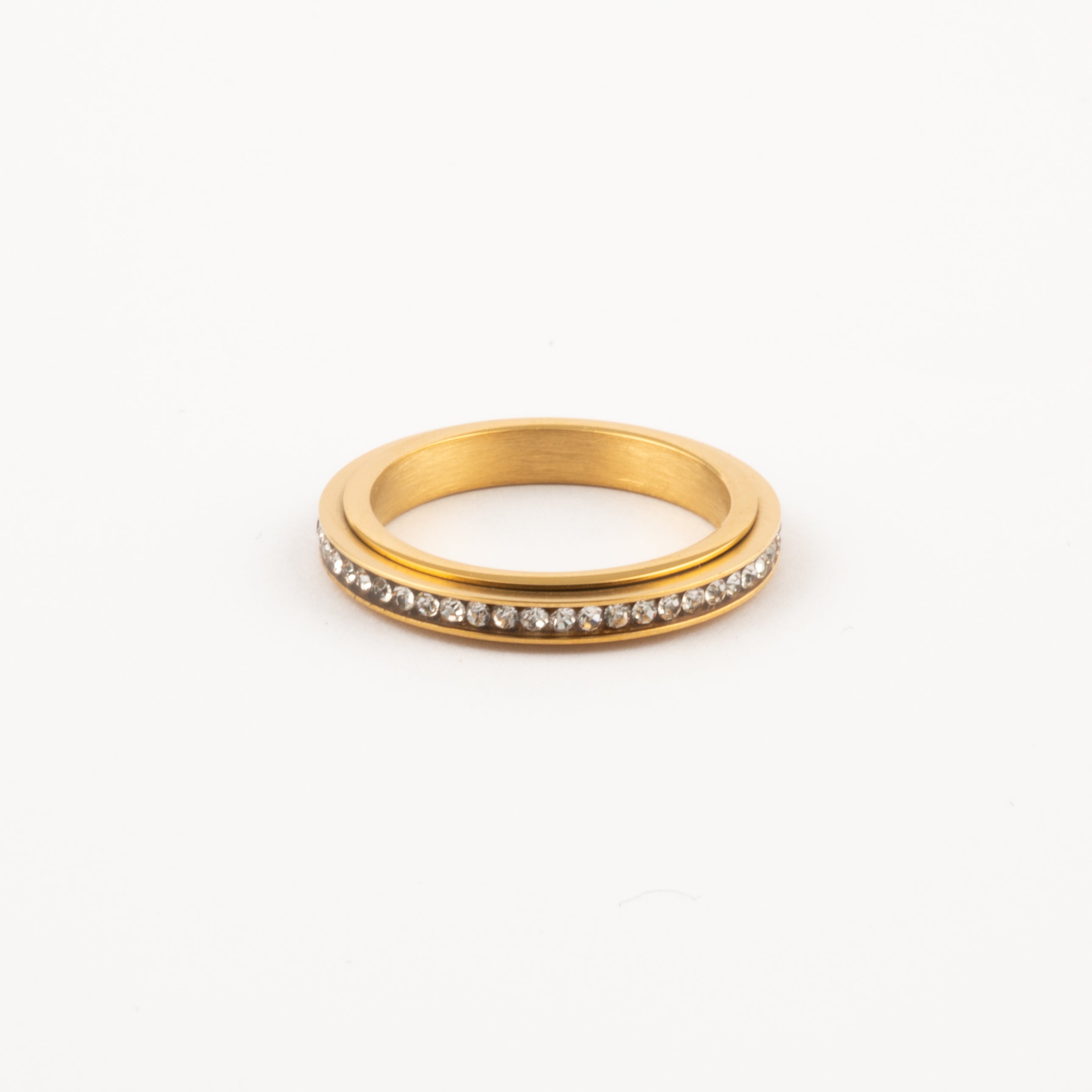 Anillo Deslizante Delgado Zirconias Dorado