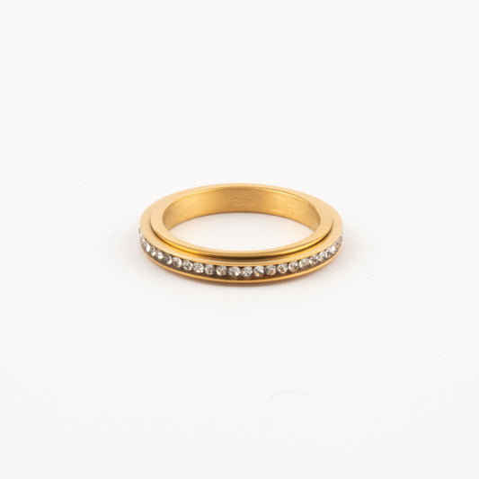 Anillo Deslizante Delgado Zirconias Dorado