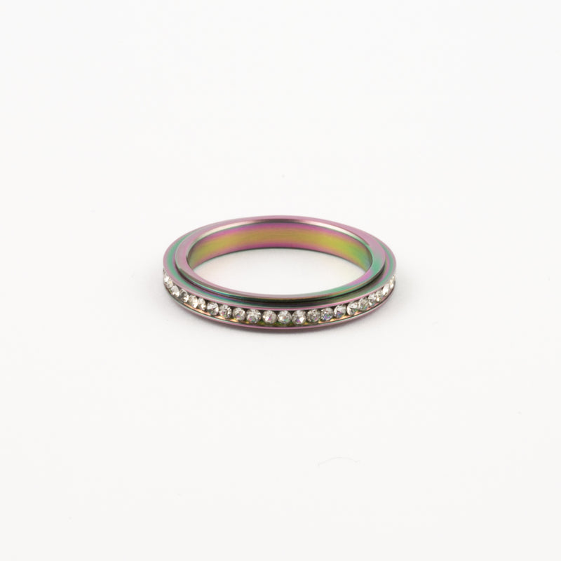 Anillo Deslizante Delgado Zirconias Tornasol