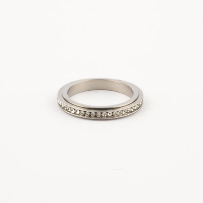 Anillo Deslizante Delgado Zirconias Plateado