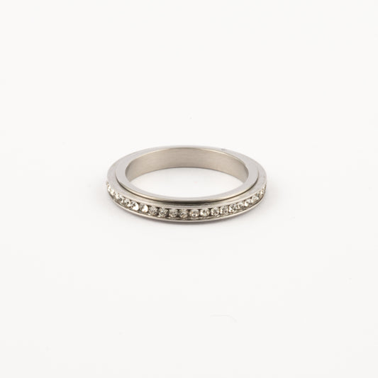 Anillo Deslizante Delgado Zirconias Plateado