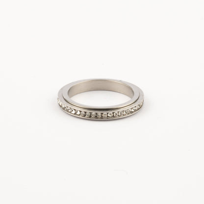 Anillo Deslizante Delgado Zirconias Plateado