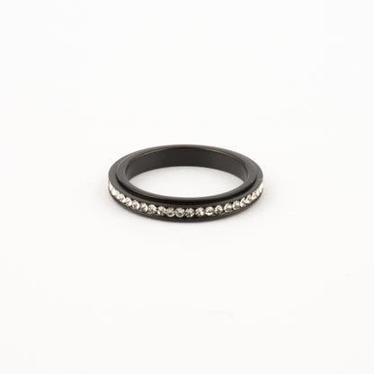 Anillo Deslizante Delgado Zirconias Negro