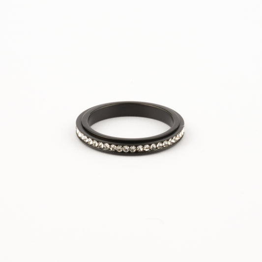 Anillo Deslizante Delgado Zirconias Negro