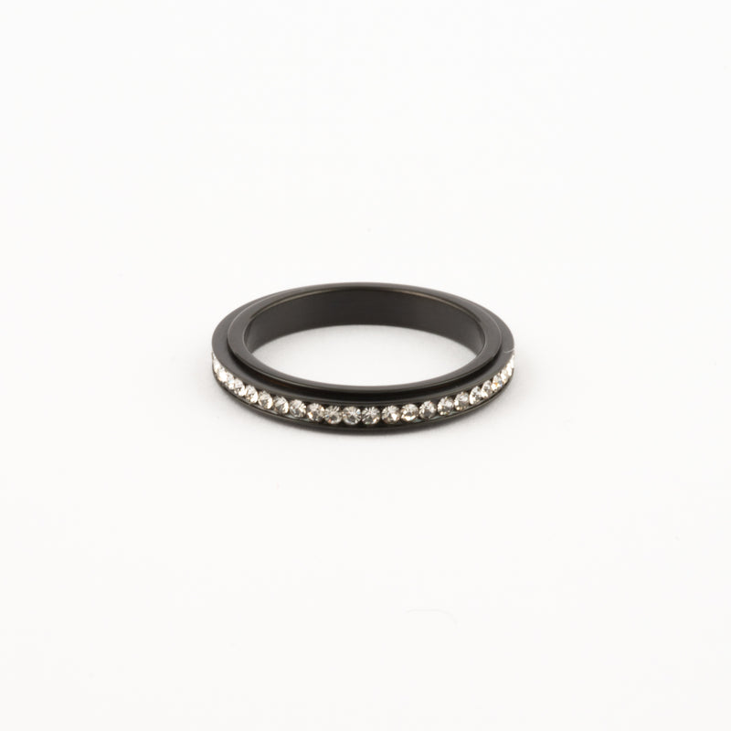 Anillo Deslizante Delgado Zirconias Negro