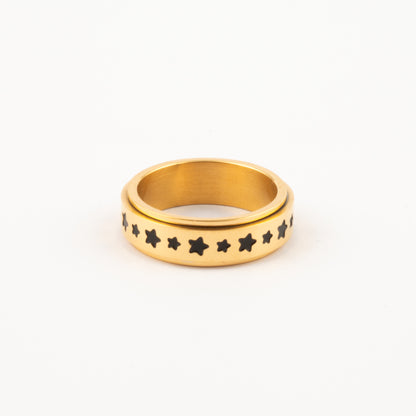 Anillo Deslizante Estrellas Negras Dorado