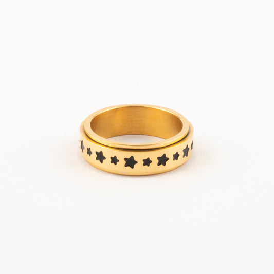 Anillo Deslizante Estrellas Negras Dorado
