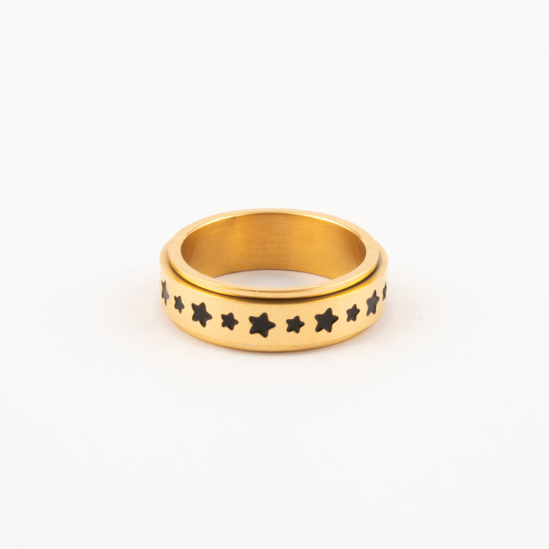 Anillo Deslizante Estrellas Negras Dorado