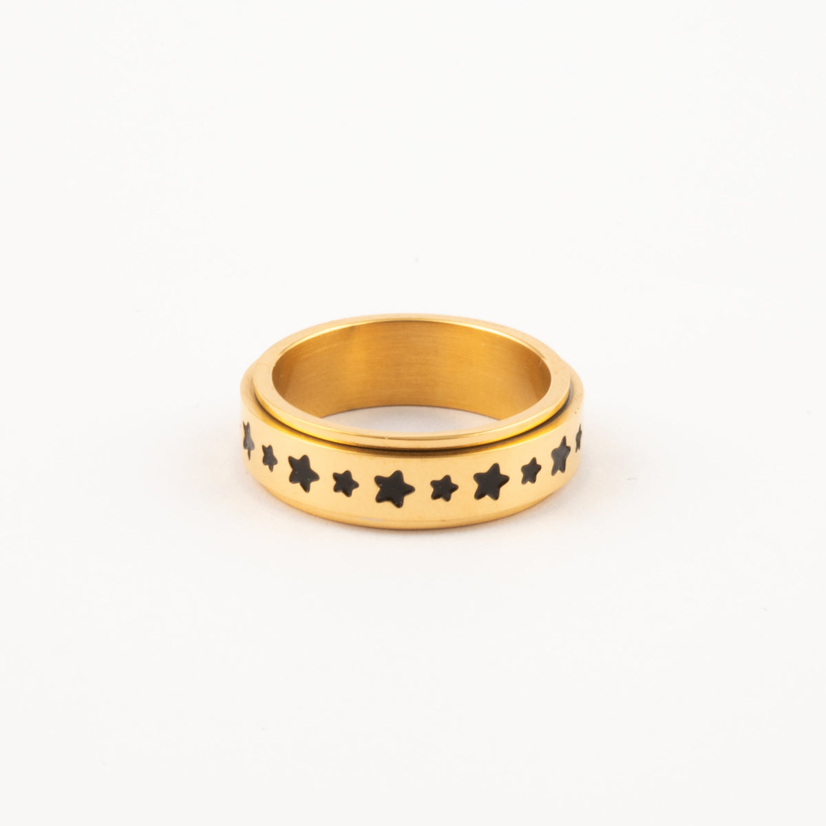 Anillo Deslizante Estrellas Negras Dorado