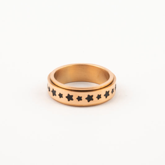 Anillo Deslizante Estrellas Negras Oro Rosa