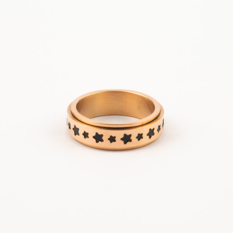 Anillo Deslizante Estrellas Negras Oro Rosa